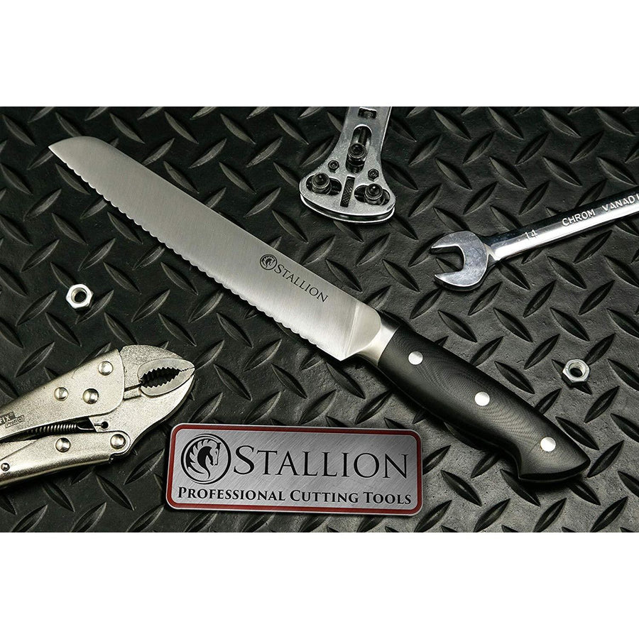 Stallion Professional Messer Brotmesser 20 cm- Klinge: 1.4116 Messerstahl, Griff: G10 GFK