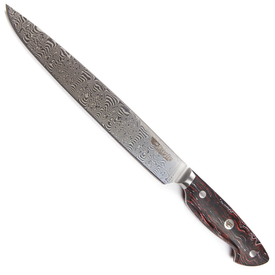 Eagle Pro U-Grip - Tranchiermesser 23 cm Klingenlänge - Voll-Damaststahl 108 Lagen / Heftschalen: G10 schwarz-rot-weiß