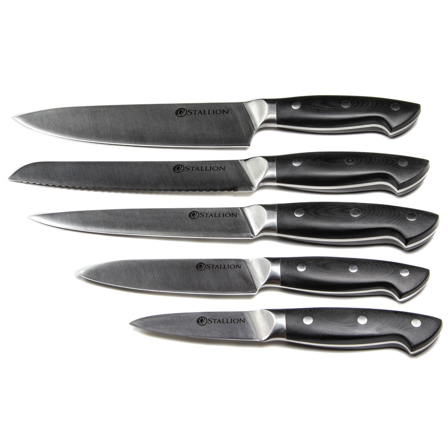 Stallion Professional Messerset mit Messerblock - Klinge: 1.4116 Messerstahl, Griff: G10 GFK