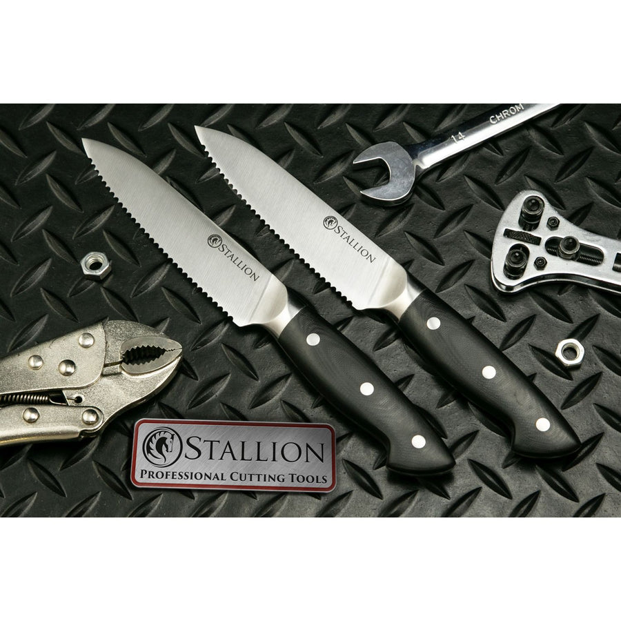 Stallion Professional Messer Zwei Steakmesser 12,5 cm - Klinge: 1.4116 Messerstahl, Griff: G10 GFK
