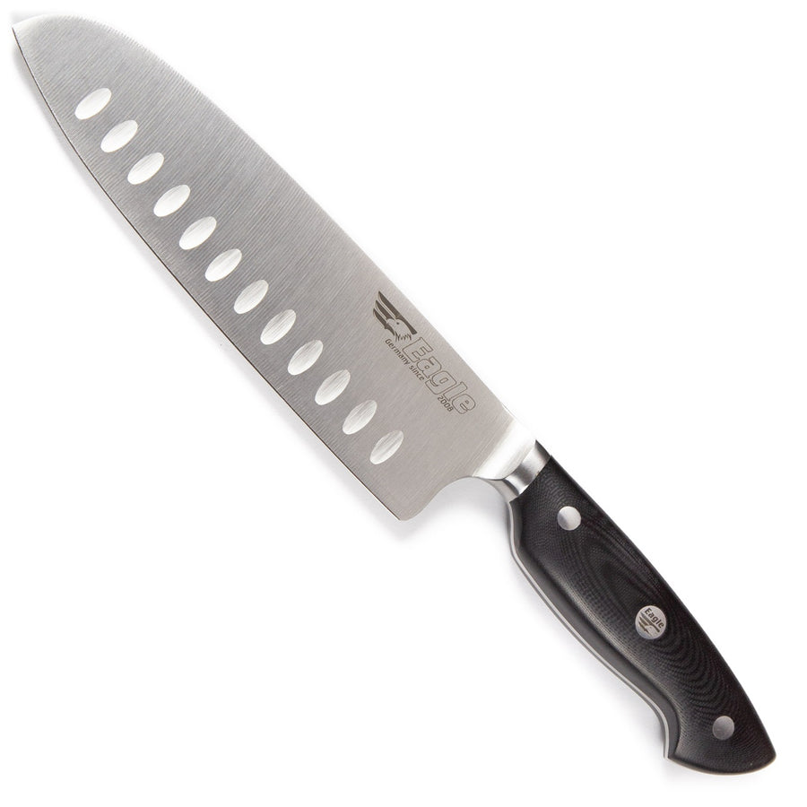 Eagle Pro U-Grip - Santoku-Messer 18 cm Klingenlänge - Deutscher Messerstahl 1.4116 / Heftschalen: G10 schwarz