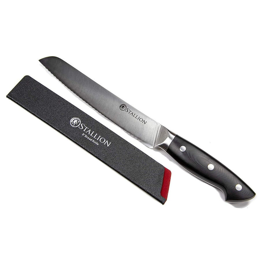 Stallion Professional Messer Brotmesser 20 cm- Klinge: 1.4116 Messerstahl, Griff: G10 GFK