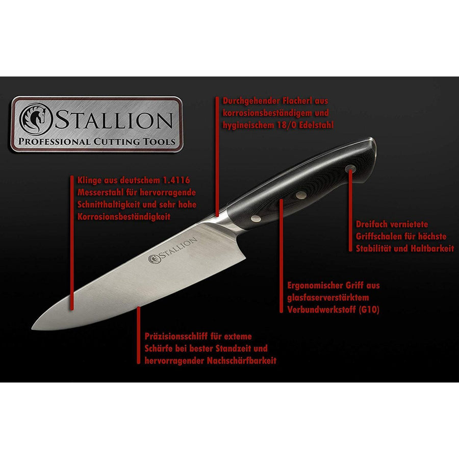 Stallion Professional Messerset mit Messerblock - Klinge: 1.4116 Messerstahl, Griff: G10 GFK
