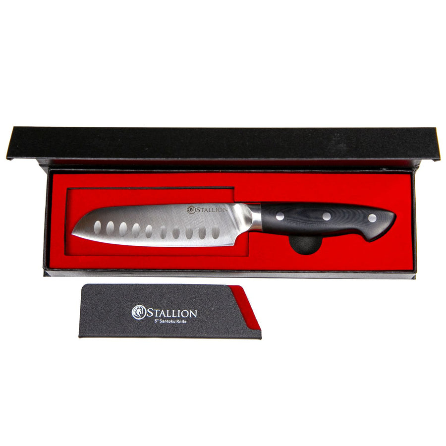 Stallion Professional Messer Santokumesser 12,5 cm - Klinge: 1.4116 Messerstahl, Griff: G10 GFK