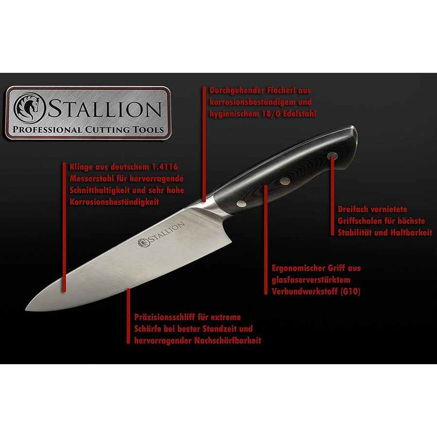 Stallion Professional Chinesisches Kochmesser - 17,5 cm - Klinge: 1.4116 Messerstahl, Griff: G10 GFK