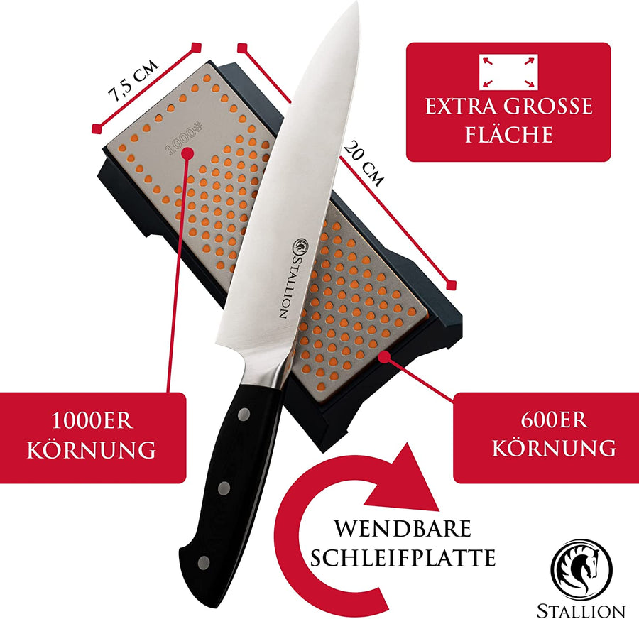 Stallion Professional - Doppelseitiger Diamant-Schleifstein mit 600# und 1000# Körnung