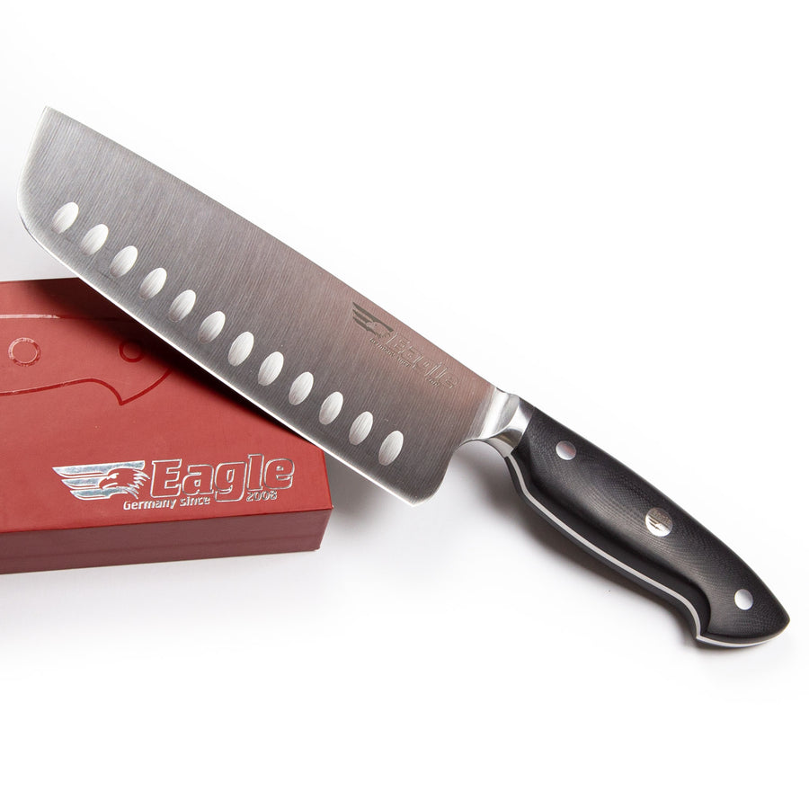 Eagle Pro U-Grip - Nakiri-Messer 18 cm Klingenlänge - Deutscher Messerstahl 1.4116 / Heftschalen: G10 schwarz