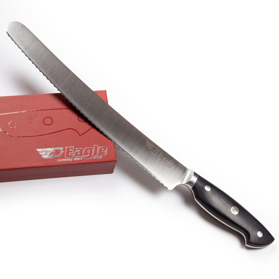 Eagle Pro U-Grip - Brotmesser 26 cm Klingenlänge - Deutscher Messerstahl 1.4116 / Heftschalen: G10 schwarz