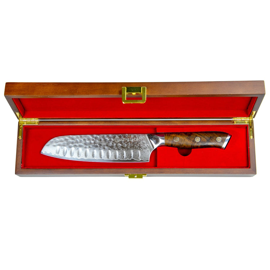 Stallion Damastmesser Ironwood großes Santokumesser 17,5 cm