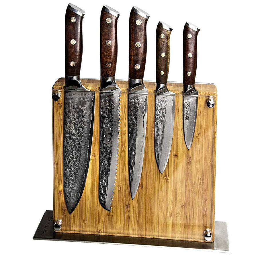 Stallion Damastmesser Ironwood Messerset - Fünf Messer inklusive Messerblock