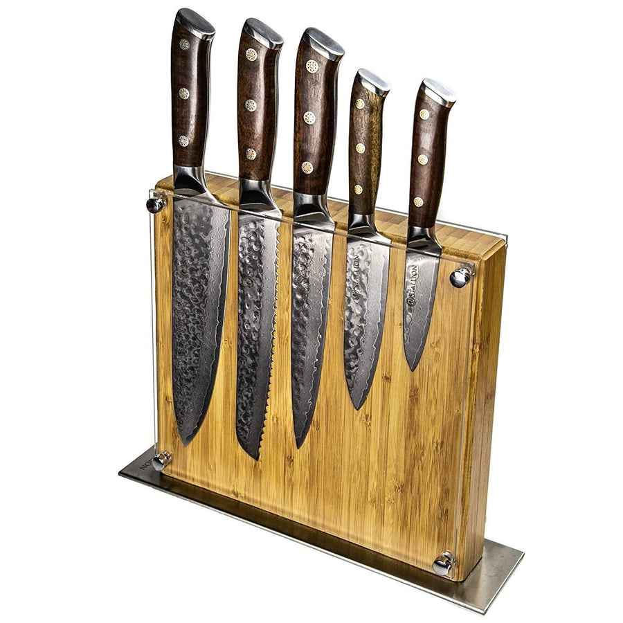 Stallion Damastmesser Ironwood Messerset - Fünf Messer inklusive Messerblock